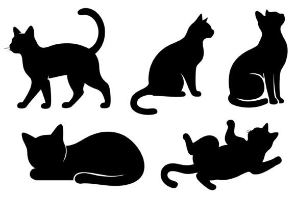 Download Black Cat Silhouette Vector Set - Black cat Collection