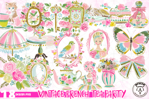 Download Vintage French Tea Party Clipart PNG - Vintage french Collection
