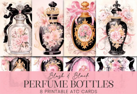 Download Black Pink Vintage French Perfume Bottle - Vintage french Collection