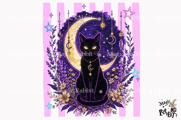 Download Mystic Black Cat Moon PNG - Premium Resources