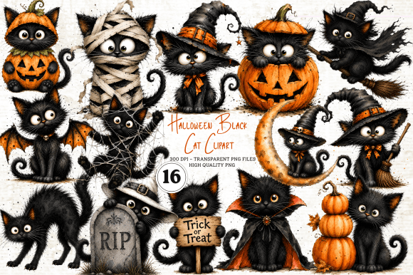 Download Halloween Black Cat Clipart PNG - Black cat Collection