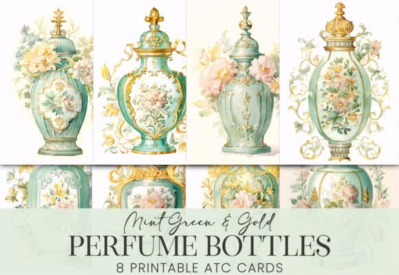 Download Pastel Green Antique French Floral Jars - Premium Resources