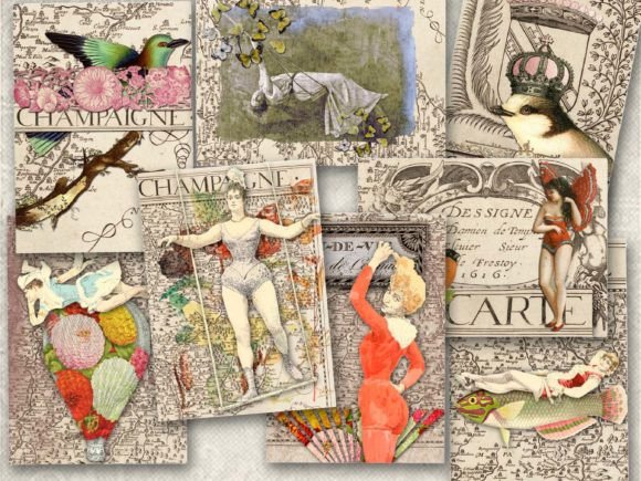 Download Vintage French Ephemera Collage Sheet - Vintage french Collection